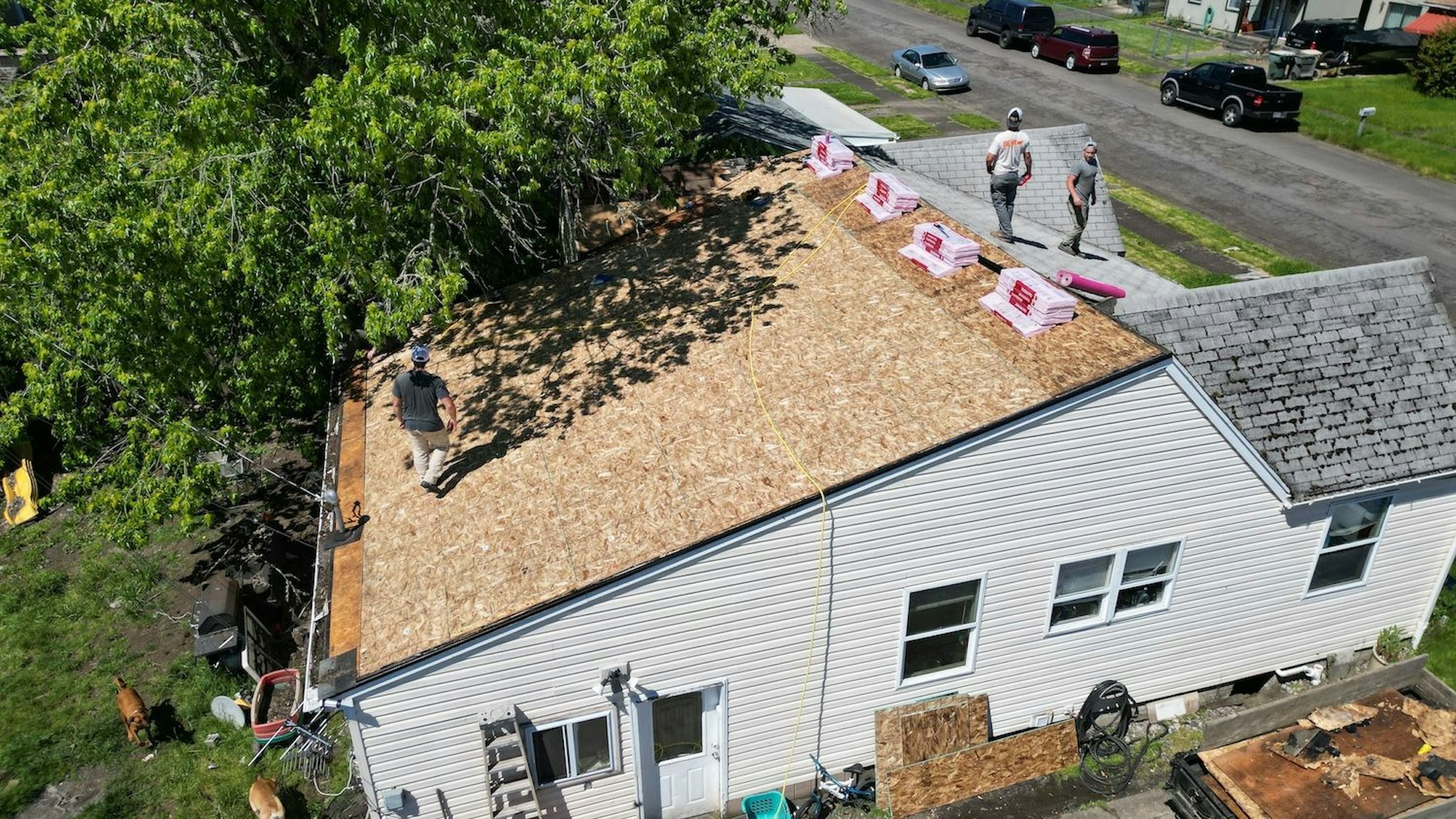 Roof replacement in progress