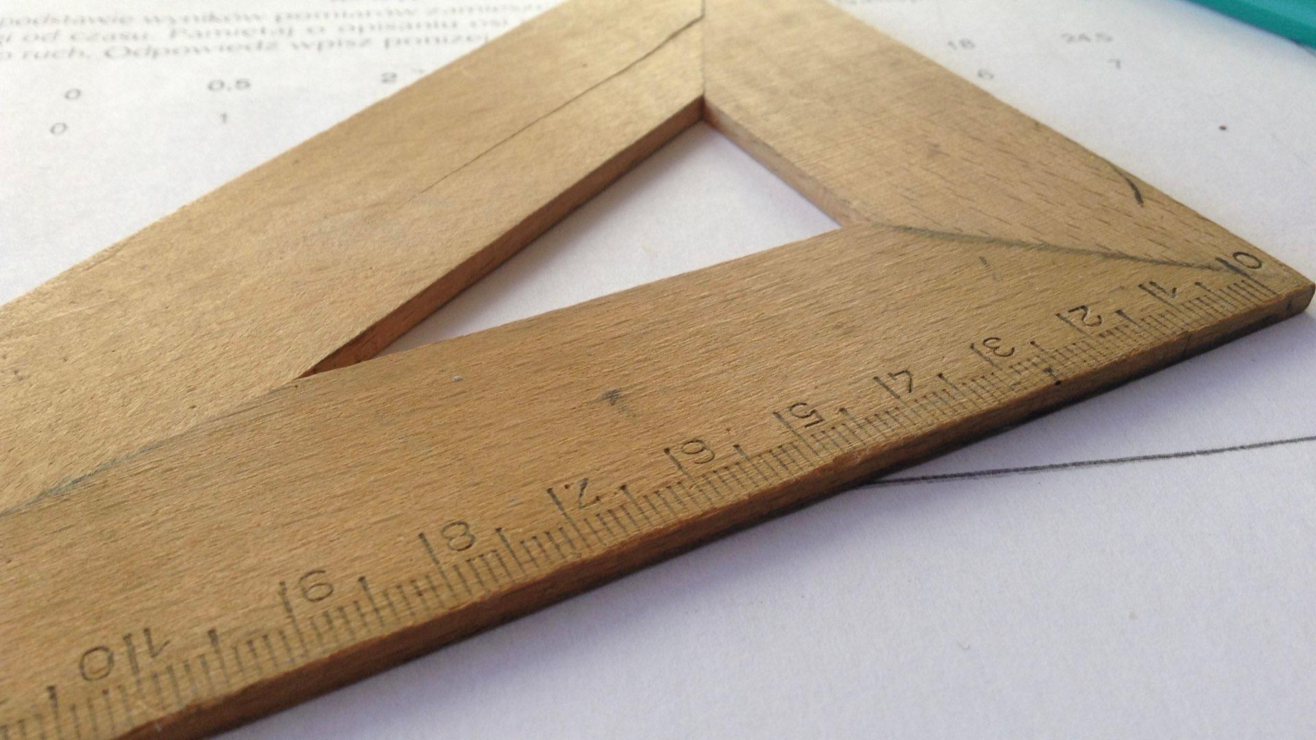 Right angle ruler on a table