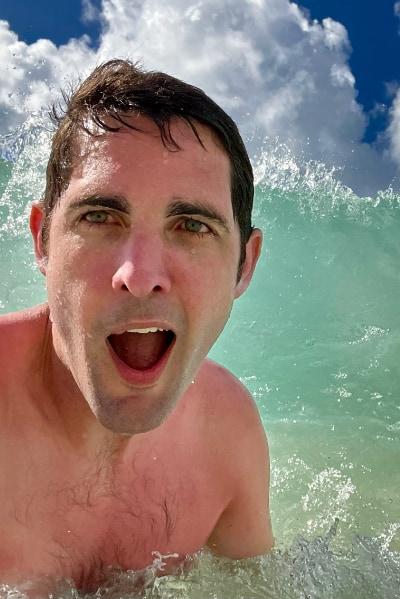 Swimming in the warm waters in St. Thomas in the Caribbean